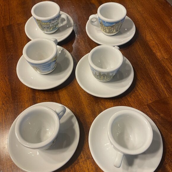 nuova point Other - Nuova Point Espresso Italian Scenes Cups & Saucers Set Of 6 Porcelain!